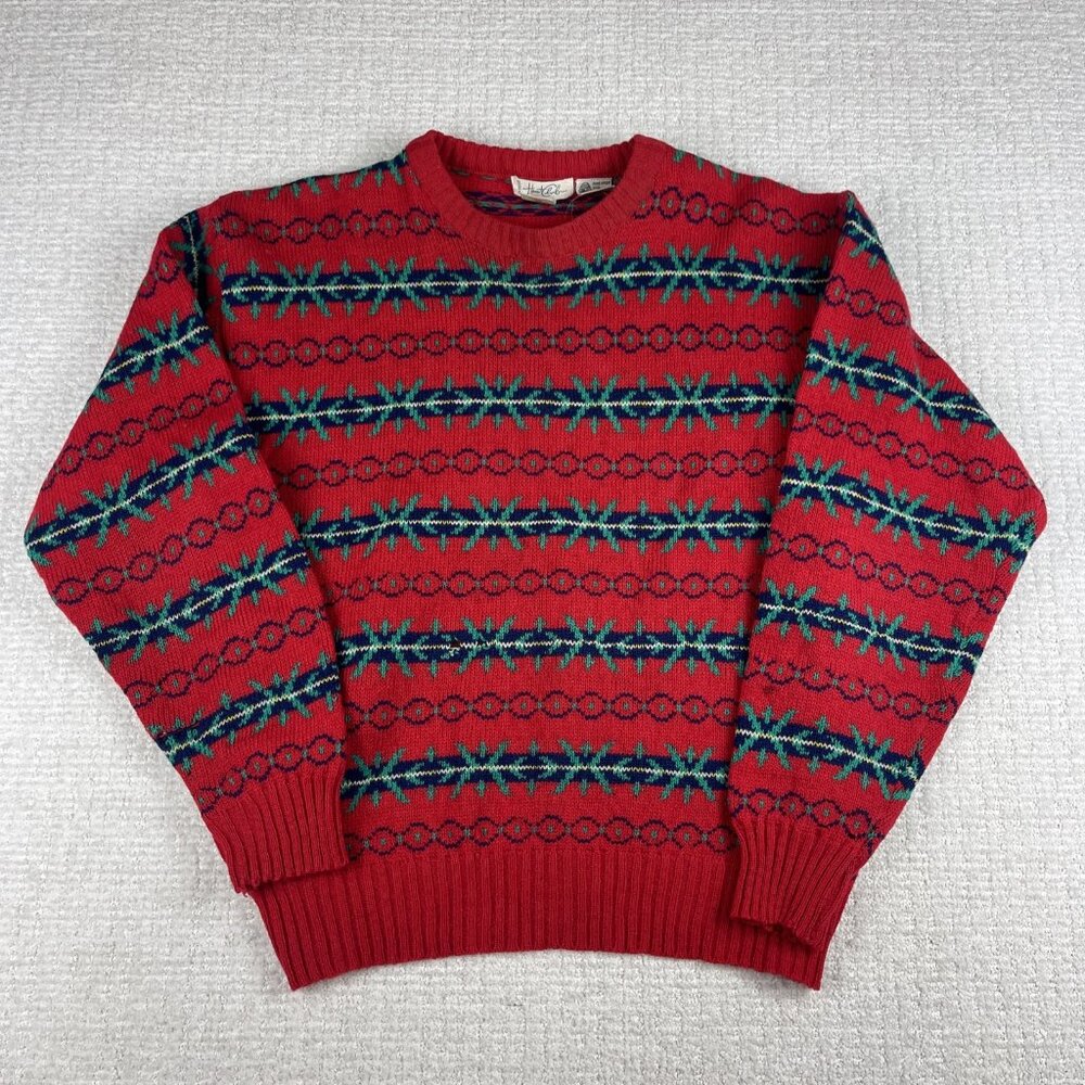 Vintage Hunt Club Scotland 100% Shetland Wool Sweater Men's Size L Defect, read*
